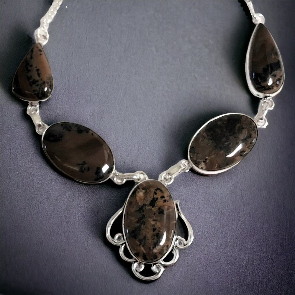 Dendritic Agate Statement Necklace - Bold Women's… - image 4